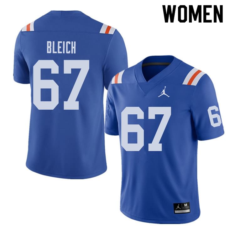 NCAA Florida Gators Christopher Bleich Women's #67 Jordan Brand Alternate Royal Throwback Stitched Authentic College Football Jersey SLW1664BU